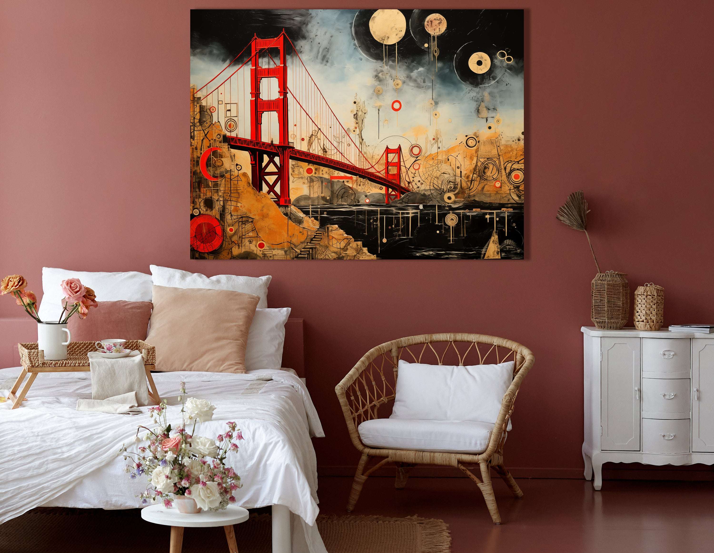 Abstract Celestial Golden Gate Bridge - Canvas Print - Artoholica Ready to Hang Canvas Print