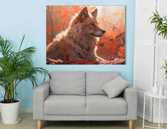 Autumn Hues with Majestic Wolf - Canvas Print - Artoholica Ready to Hang Canvas Print