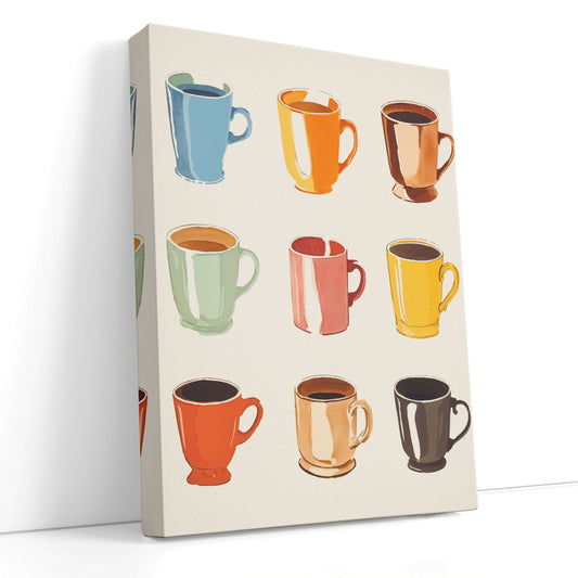 Colorful Coffee Mugs - Canvas Print - Artoholica Ready to Hang Canvas Print