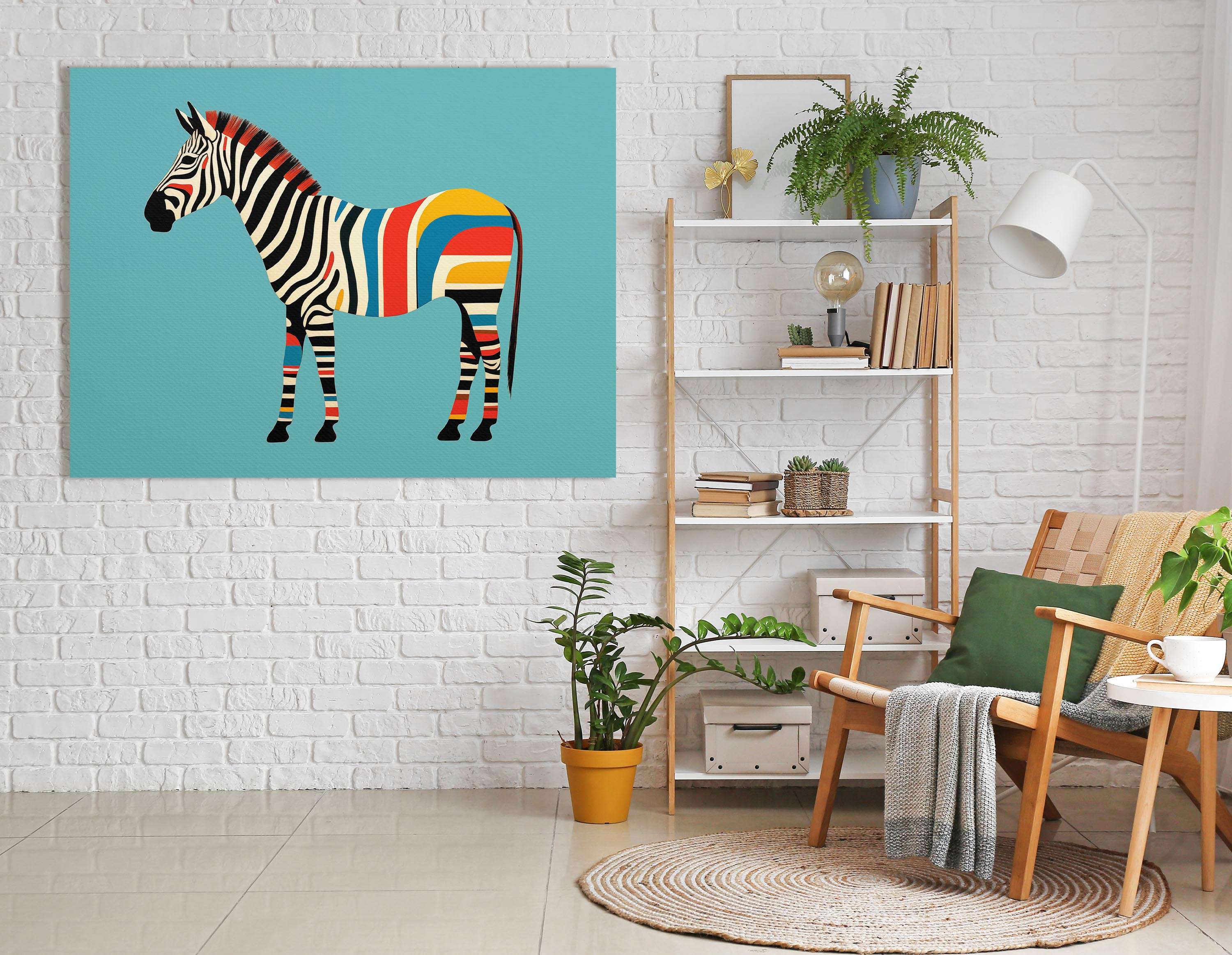 Colorful Zebra Stripe - Canvas Print - Artoholica Ready to Hang Canvas Print