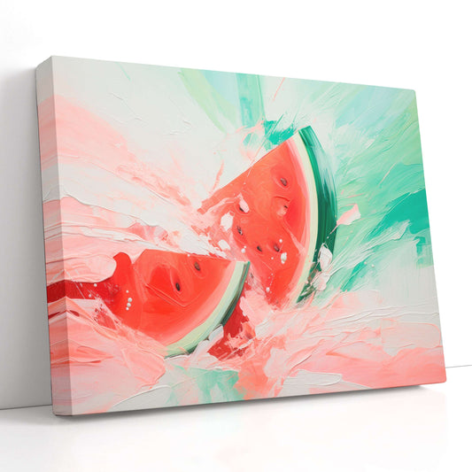 Dynamic and Playful Watermelon Composition - Canvas Print - Artoholica Ready to Hang Canvas Print