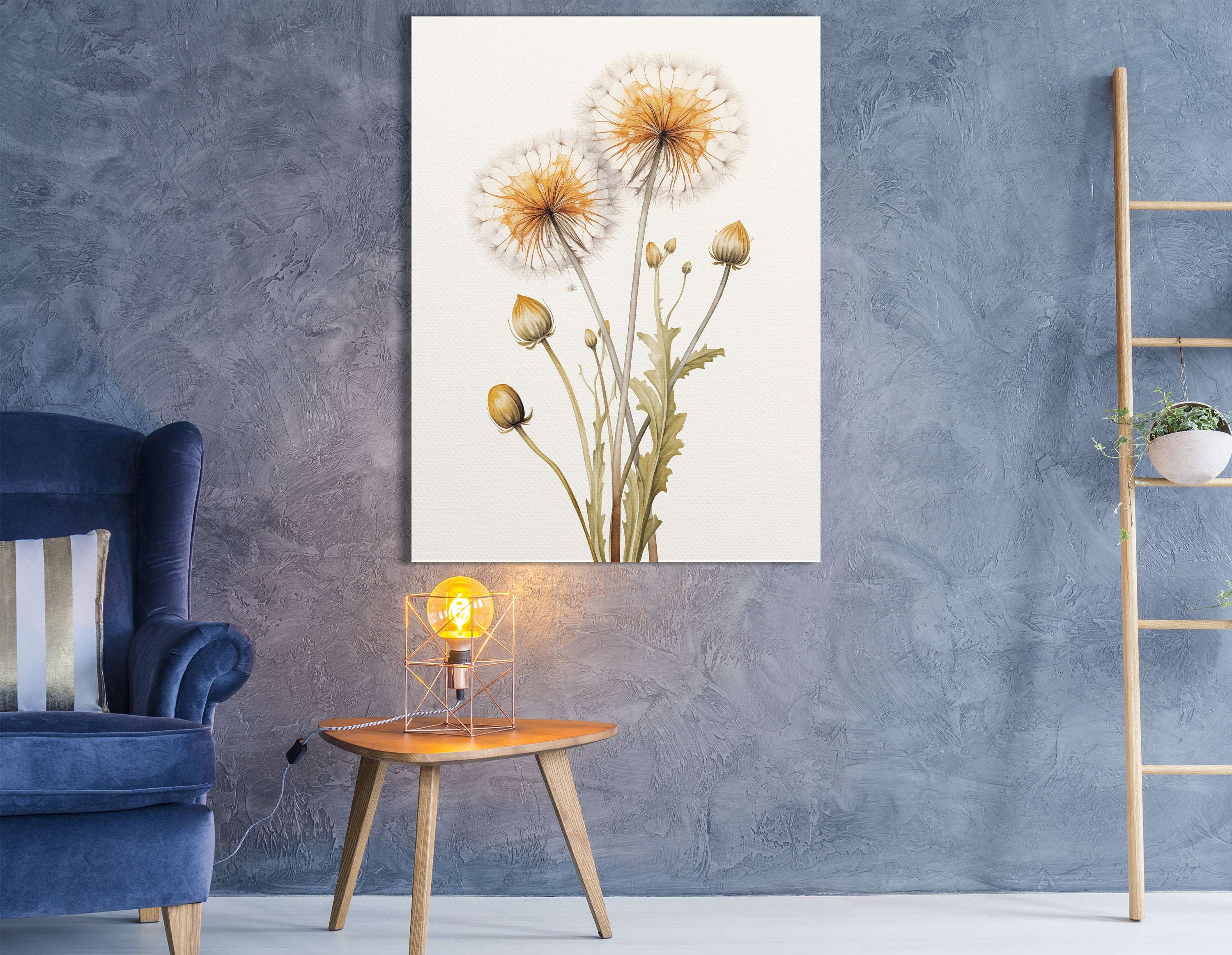 Elegant Botanical Dandelion Illustration - Canvas Print - Artoholica Ready to Hang Canvas Print