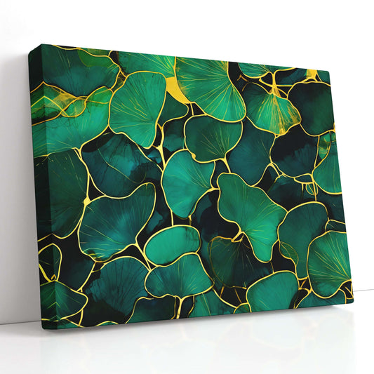 Emerald Ginkgo Leaves Pattern - Canvas Print - Artoholica Ready to Hang Canvas Print