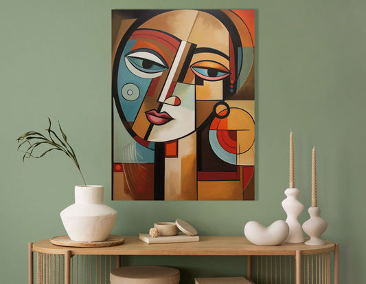Geometric Abstract Woman's Face - Canvas Print - Artoholica Ready to Hang Canvas Print