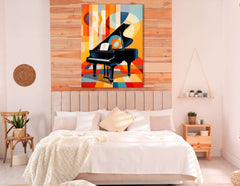 Geometric Abstraction of Grand Piano with Bright Background - Canvas Print - Artoholica Ready to Hang Canvas Print