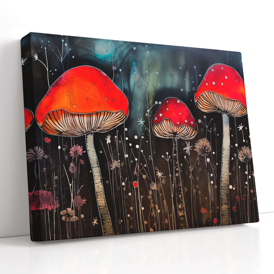 Glowing Forest Mushrooms - Canvas Print - Artoholica Ready to Hang Canvas Print