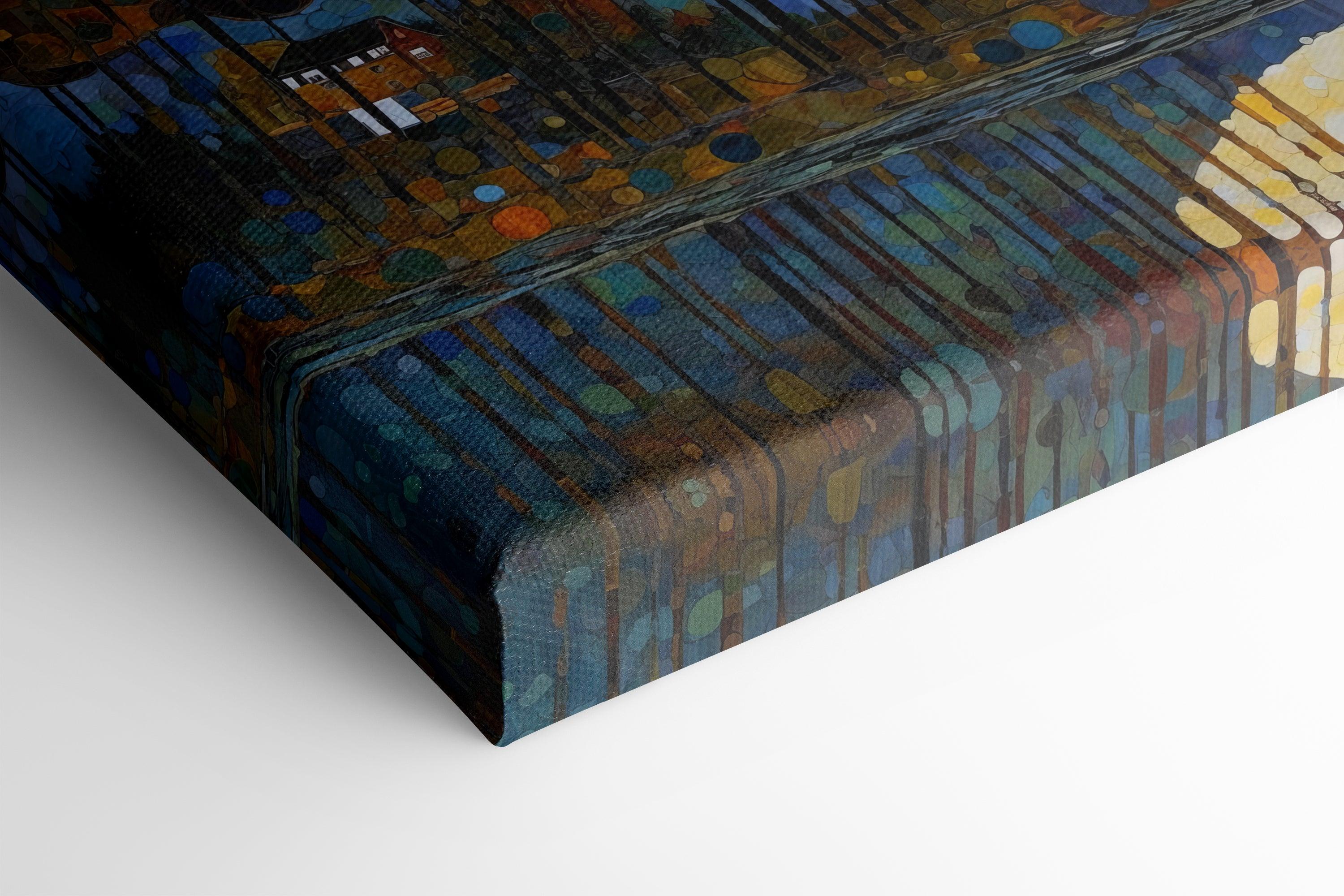 Klimt-Style Moonlit Lake and Woods - Canvas Print - Artoholica Ready to Hang Canvas Print