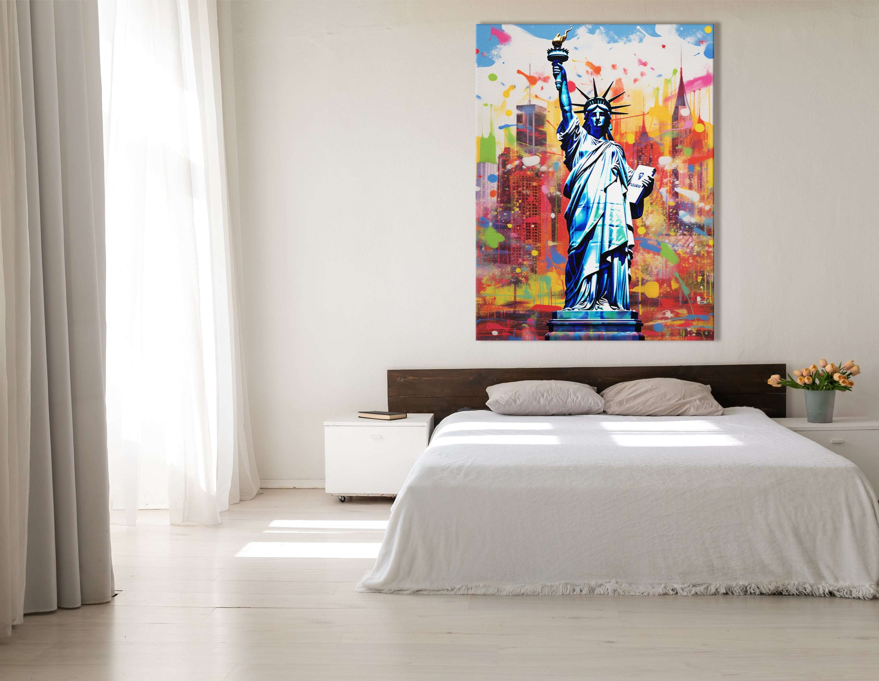 Lady Liberty's Colorful Embrace in Vibrant New York - Canvas Print - Artoholica Ready to Hang Canvas Print