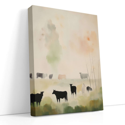Misty Countryside Landscape in Soft Light - Canvas Print - Artoholica Ready to Hang Canvas Print