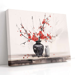 Modern Splash-Style Red Flowers - Canvas Print - Artoholica Ready to Hang Canvas Print