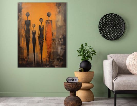 Obsidian and Amber Abstract Figures - Canvas Print - Artoholica Ready to Hang Canvas Print