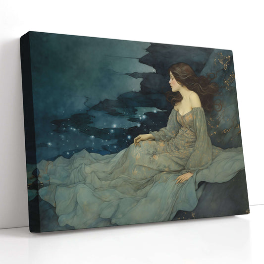 Romantic Starry Night Vintage - Canvas Print - Artoholica Ready to Hang Canvas Print
