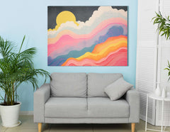 Starry Sky and Color Waves - Canvas Print - Artoholica Ready to Hang Canvas Print