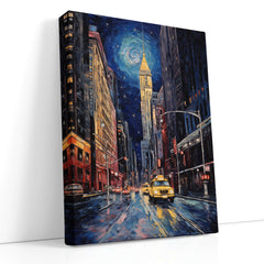 Starry Sky Over City Street - Canvas Print - Artoholica Ready to Hang Canvas Print