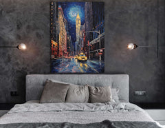 Starry Sky Over City Street - Canvas Print - Artoholica Ready to Hang Canvas Print