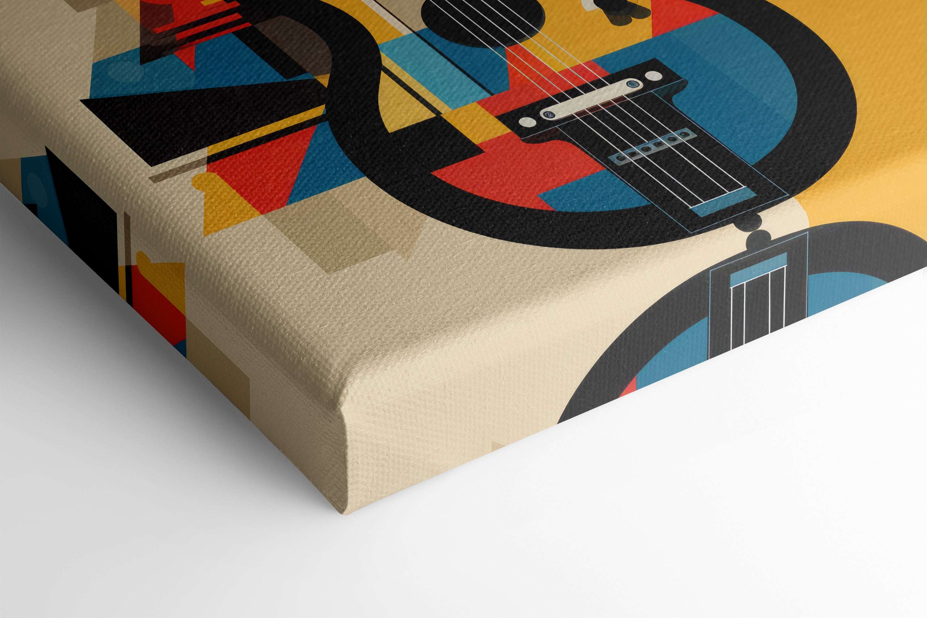 Vibrant Geometric Abstraction of Guitar - Canvas Print - Artoholica Ready to Hang Canvas Print