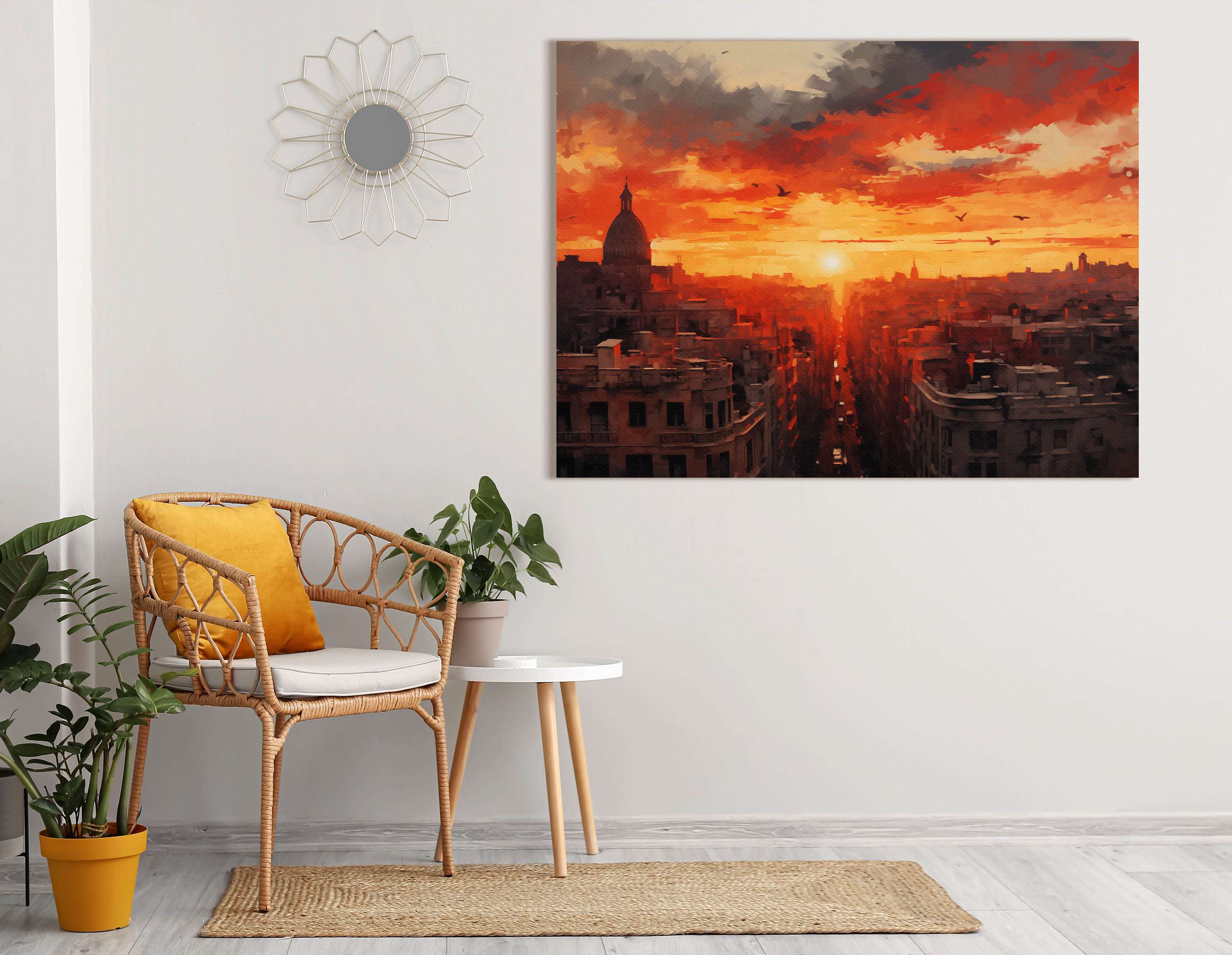 Warm Sunset Over Cityscape - Canvas Print - Artoholica Ready to Hang Canvas Print