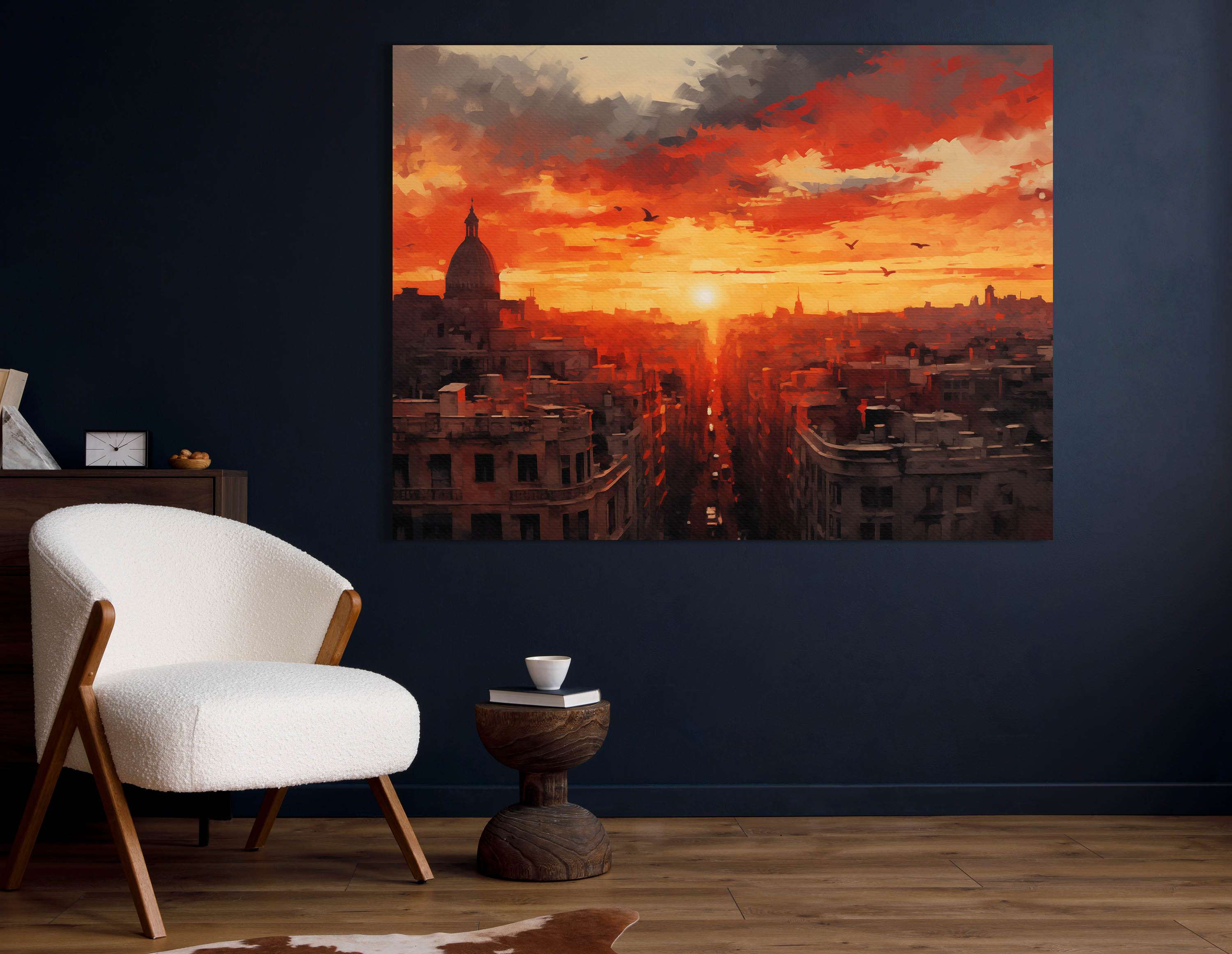 Warm Sunset Over Cityscape - Canvas Print - Artoholica Ready to Hang Canvas Print