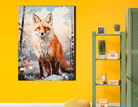 Winter Fox in a Snowy Forest - Canvas Print - Artoholica Ready to Hang Canvas Print